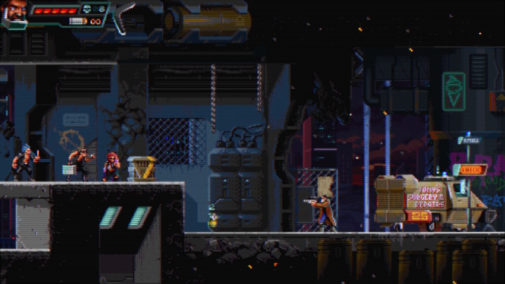 Gameplay in a dystopian future.