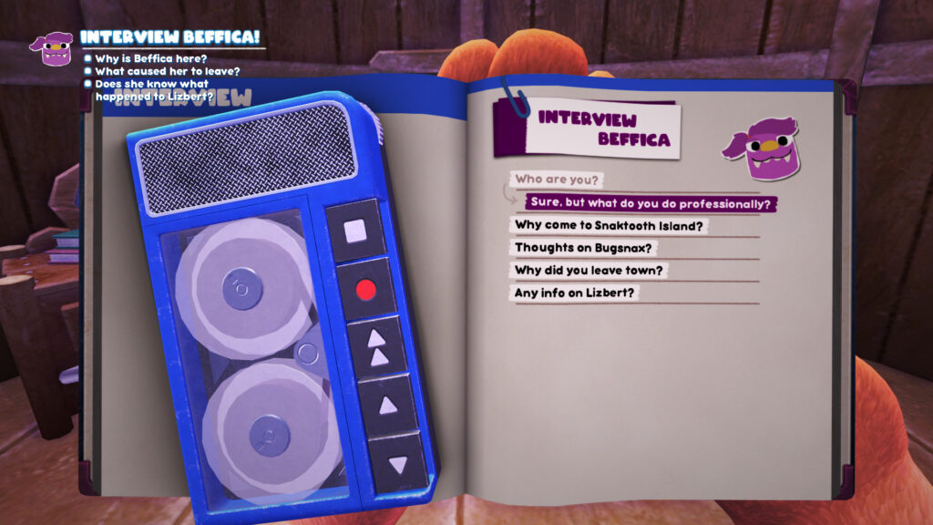 A journal with a tape recorder, used for gathering interview notes.