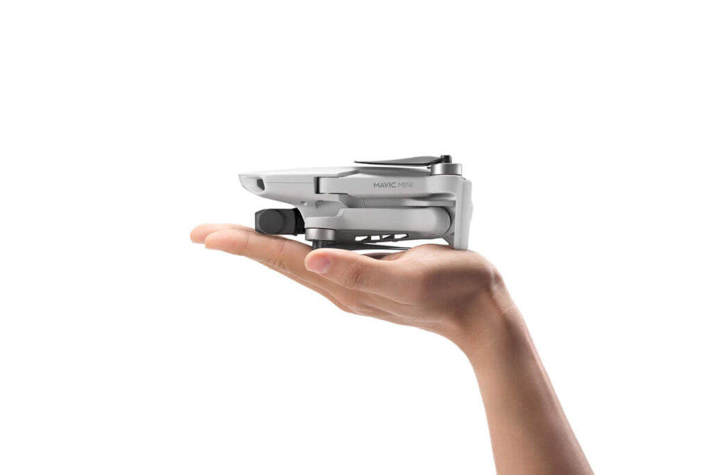 The Mavic Mini in the palm of a hand