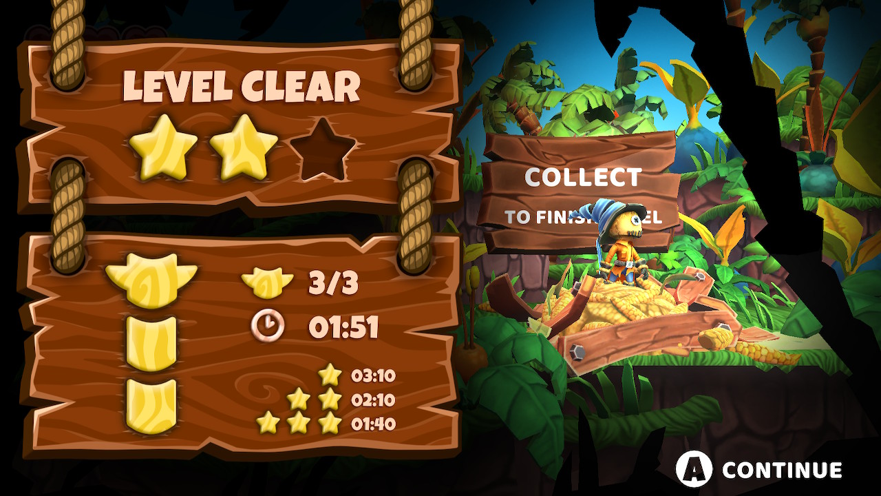 Level clear screen in Stitchy in Tooki Trouble