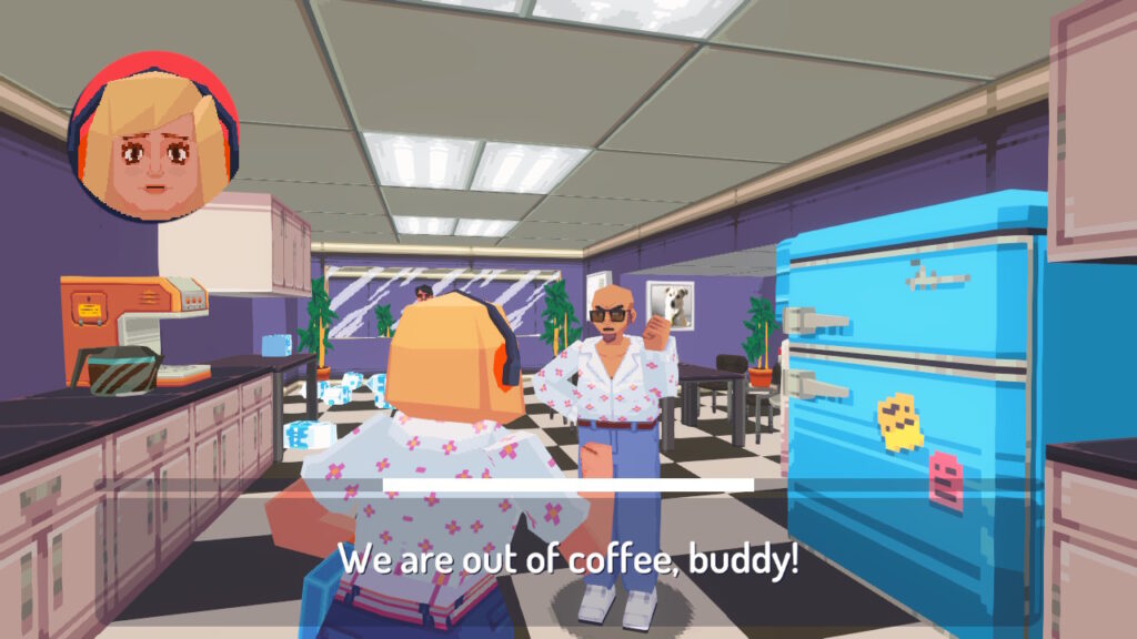 A colleague in a canteen tells you 'we are out of coffee, buddy!'