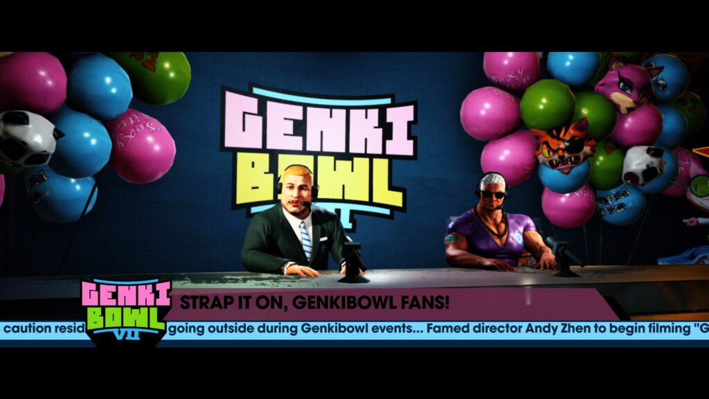 The commentary team for the Genki Bowl minigame