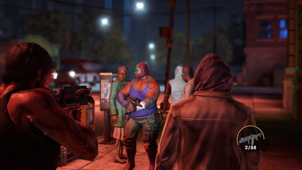 Starting a gunfight with a Luchadore gang member
