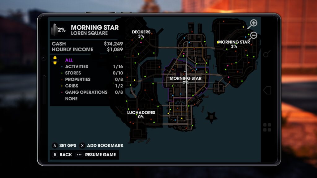 The map from the start menu