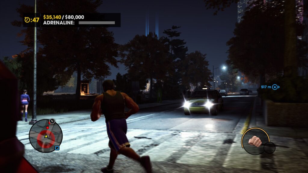 Playing the "insurance fraud" mini game.