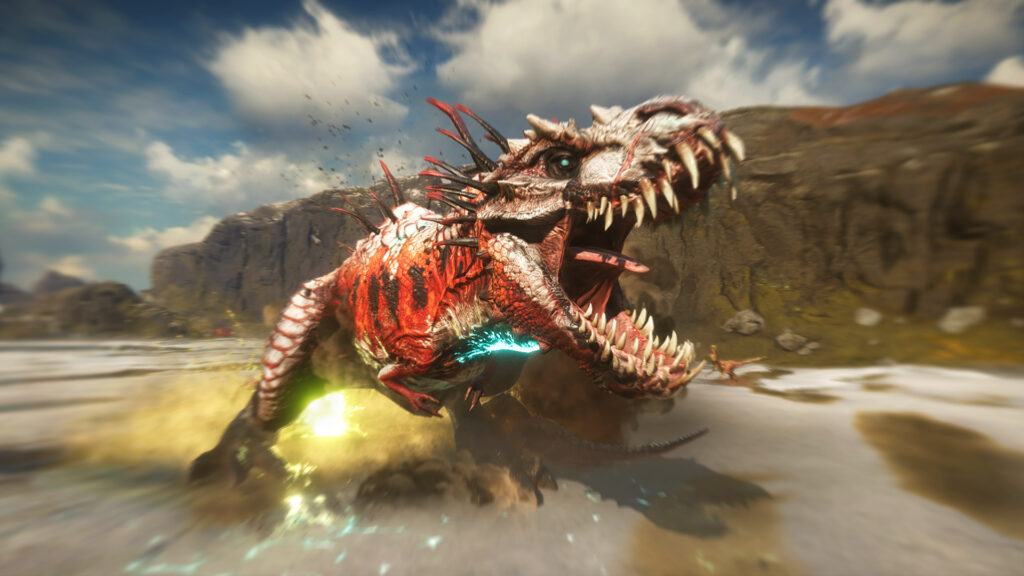 Roaring mutated dinosaur in Second Extinction