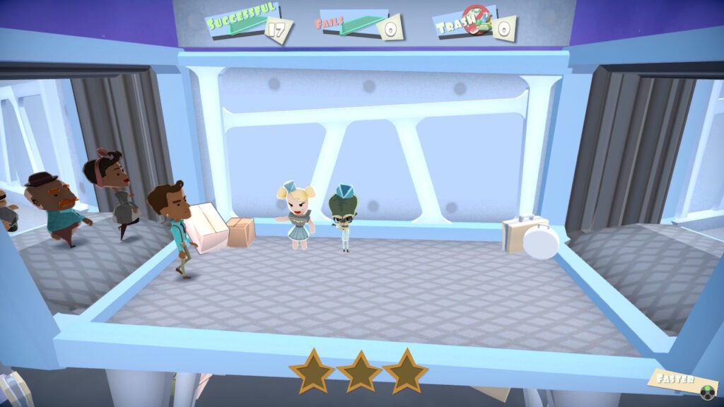 Characters entering a plane from left to right in the video game Shakes on a Plane