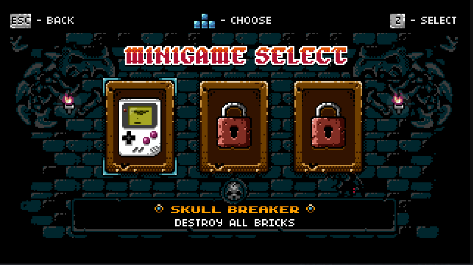 Minigame select screen in Jet Set Knights