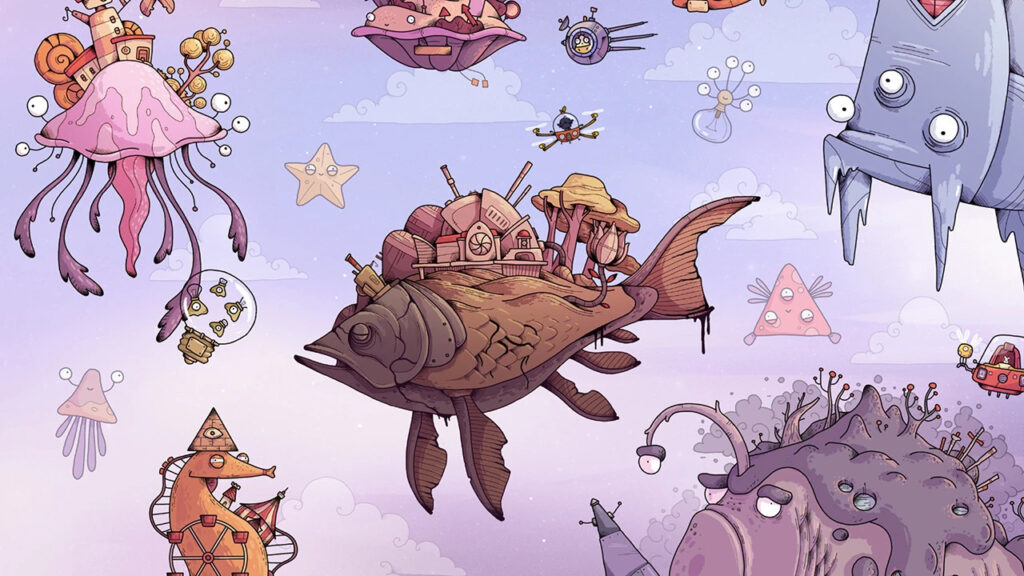 Universe where houses are built on giant fishes