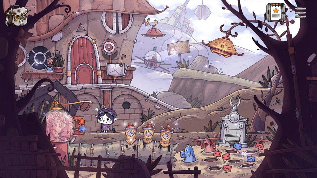 The little protagonist trying to figure out one of many cryptic puzzles