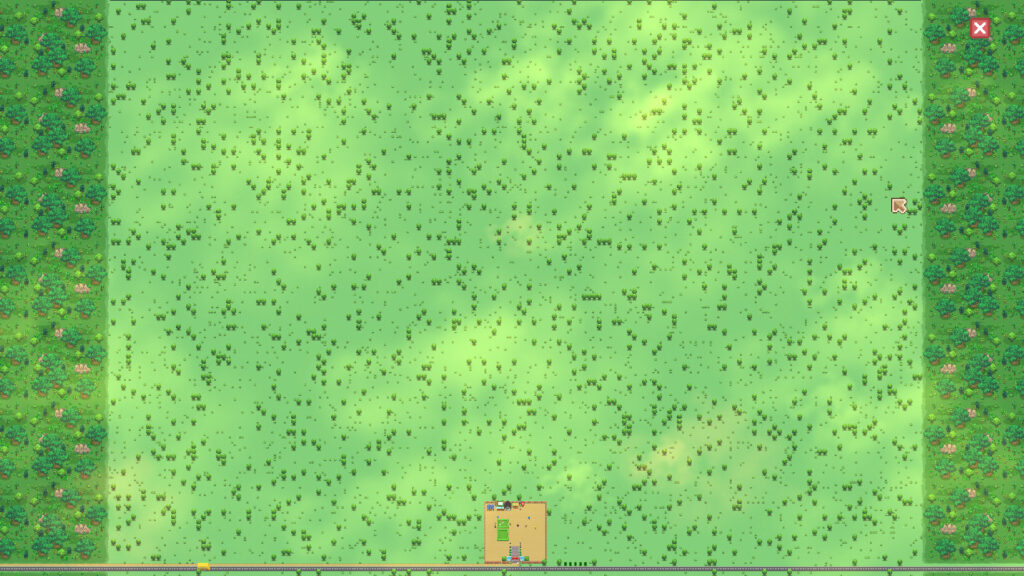 A massive top-down green area scattered with hundreds of trees