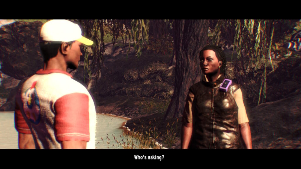 A male and female character talking in some woods in Silver Falls Episode Prelude
