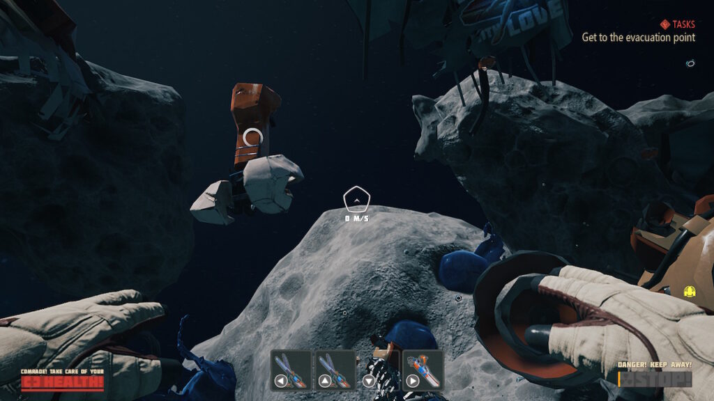 Asteroids floating with the void of space behind