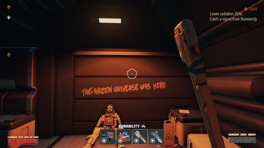 Grafitti with TEXT : "The green universe was here"
