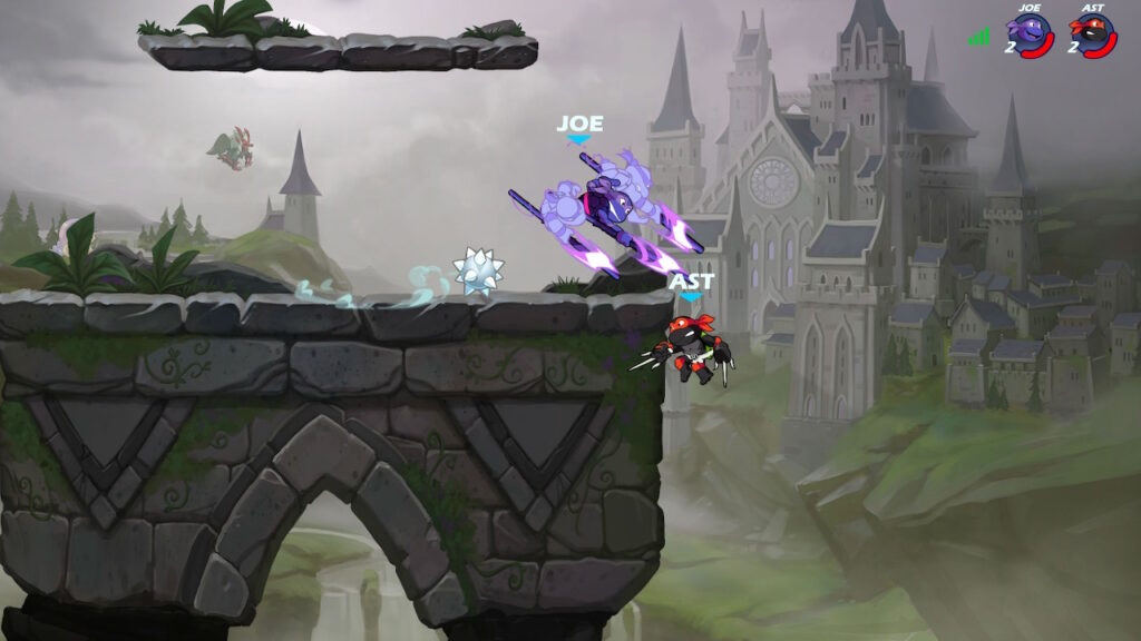 Donatello attacking Raphael with shadow clones of himself jabbing downwards.