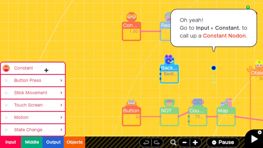 Accessible from the bottom left of the screen are all your coding objects.