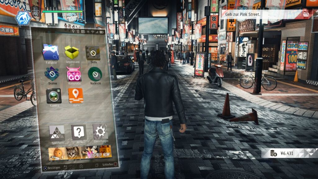 main character looking at their cell phone in Judgement