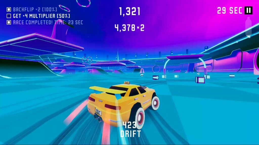 drifting through a gate with a taxi