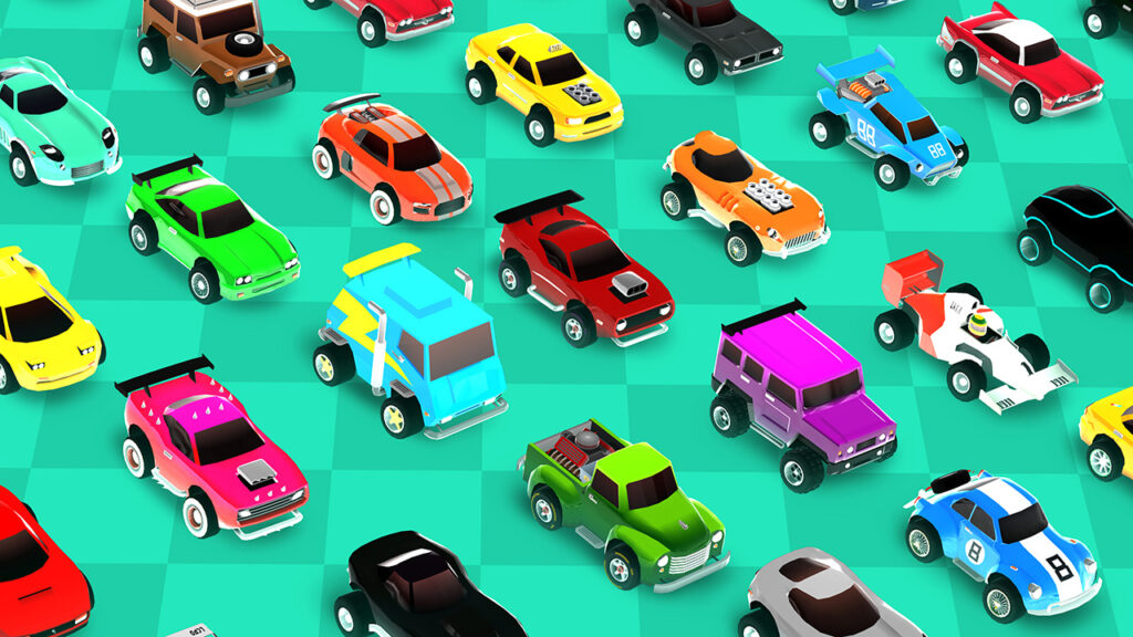 a collection of the various cars unlocked in REKT