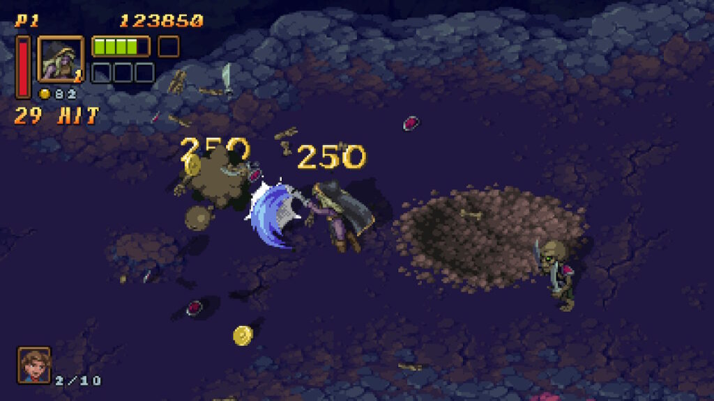 player slicing skeletons with a sword