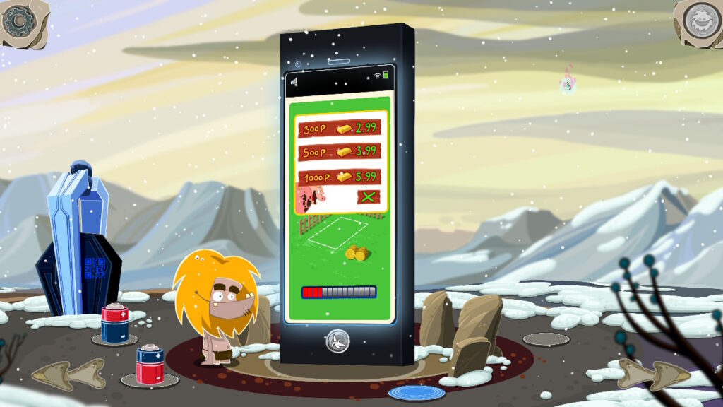 massive smart phone with a mobile game asking for in game currency