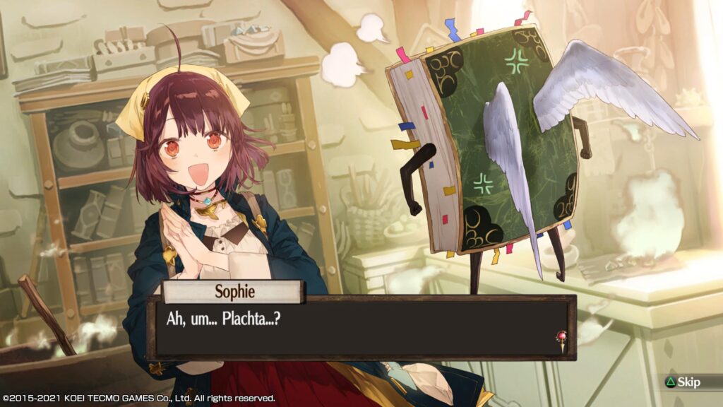 Sophie and Plachta next to a cauldron.
