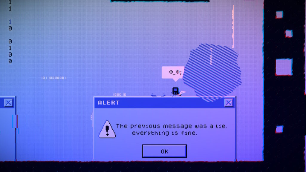 Cable Boy standing on an error message saying "the previous message was a lie. Everything is fine"