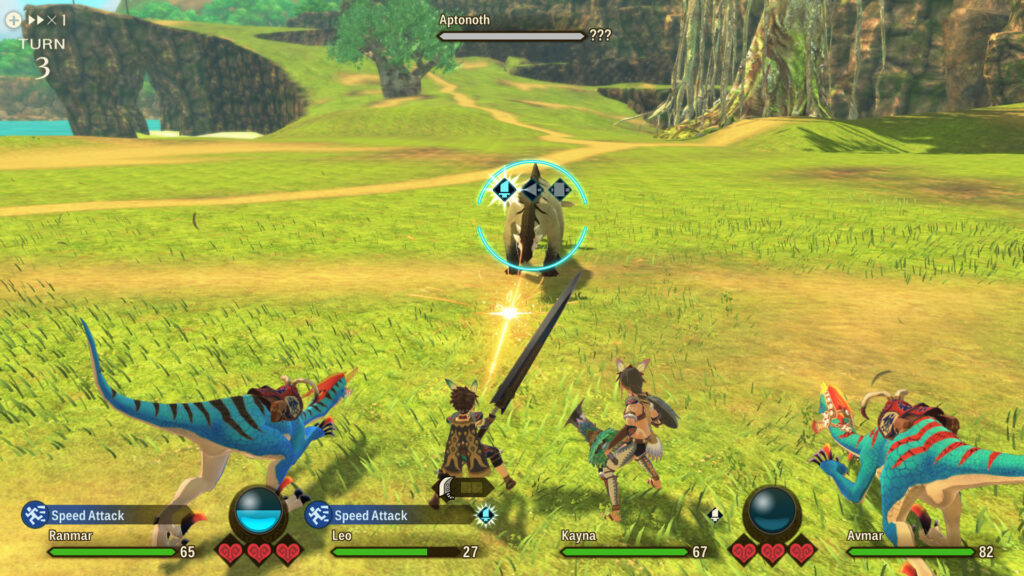 An example of the battle system in Monster Hunter Stories 2