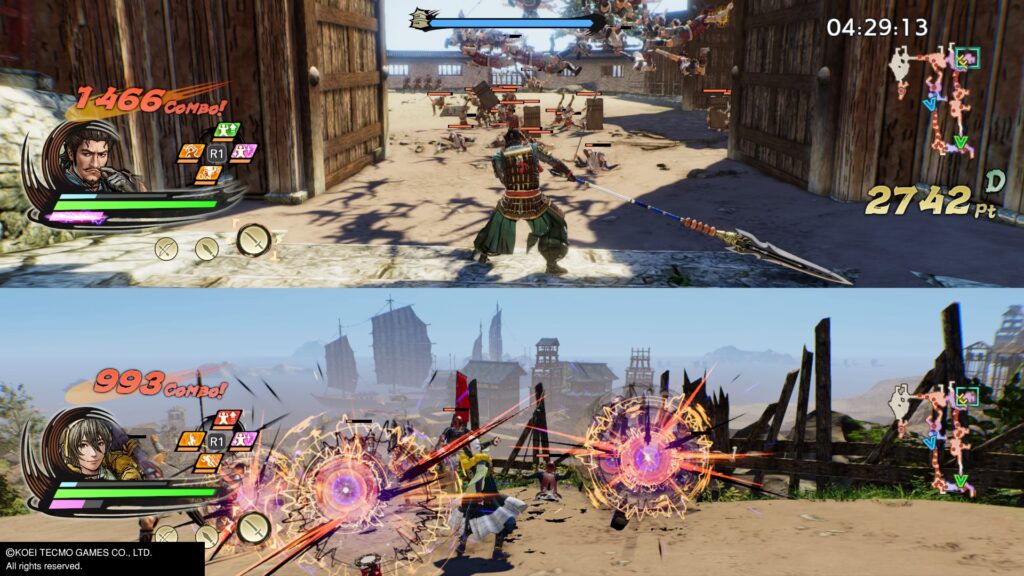Cooperative mode plays in split screen