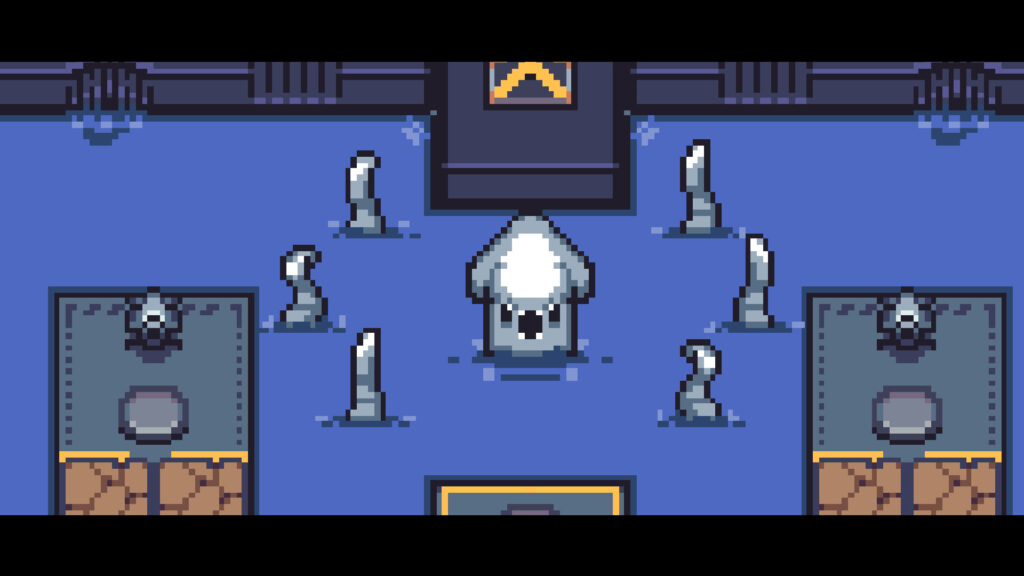 Game screenshot showing one of the game's bosses pre-battle.