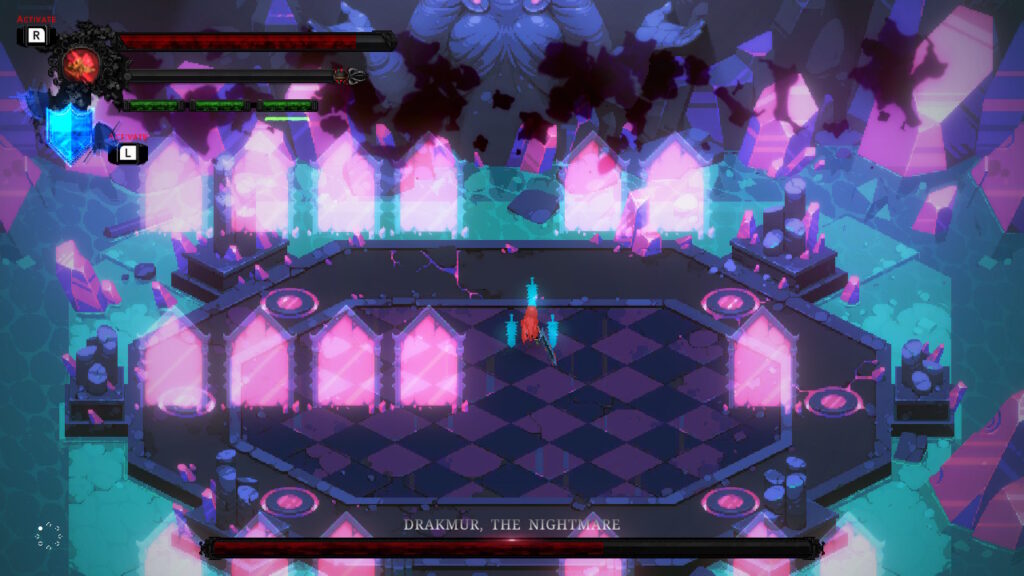 walls of mirrors come heading towards the player character