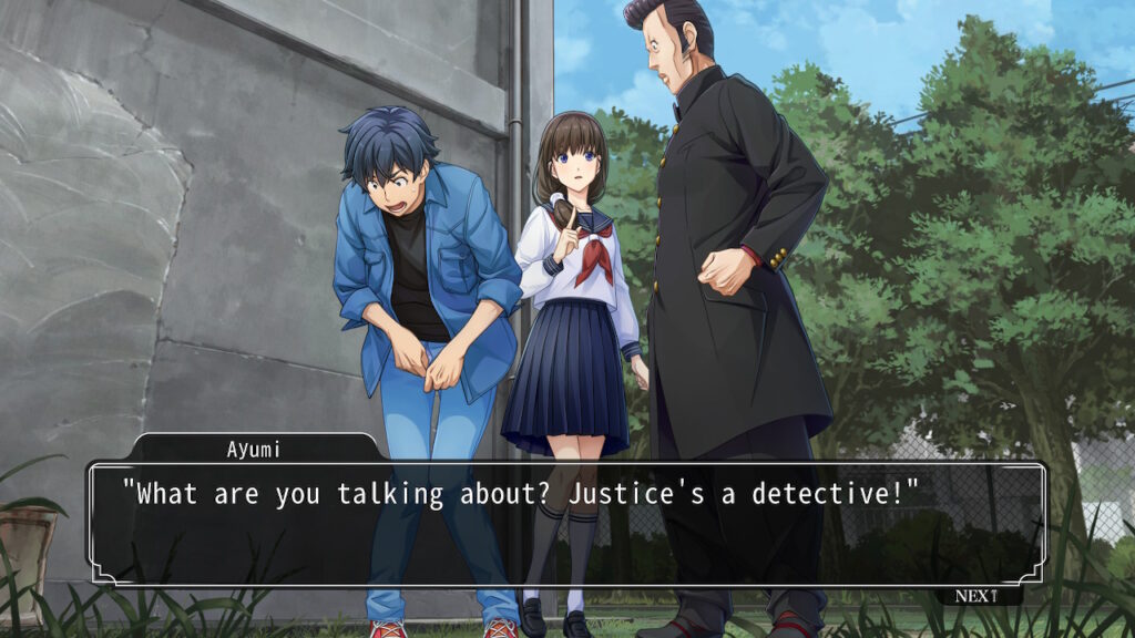 Conversation between three characters