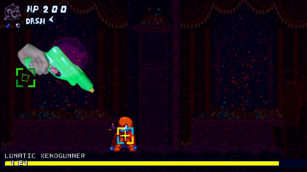 A green water gun pointed at Zeta