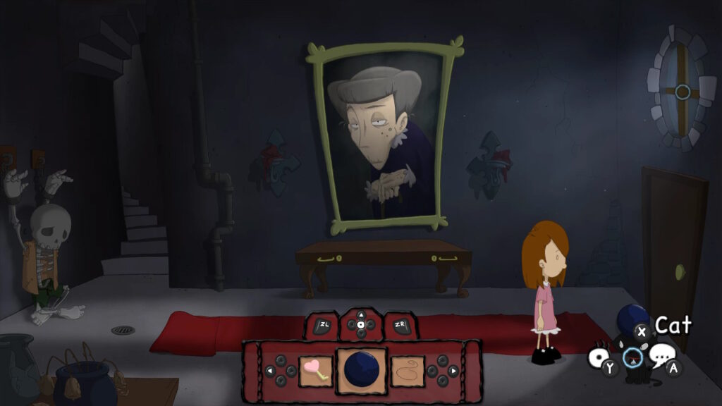 A framed painting of an old woman