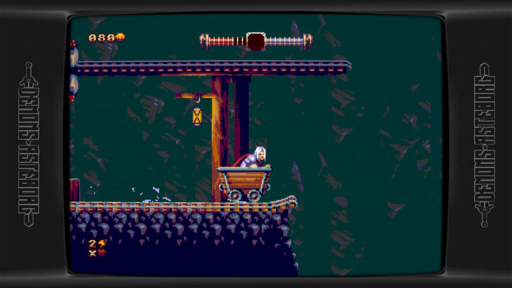 Gareth is sitting in a mine cart.