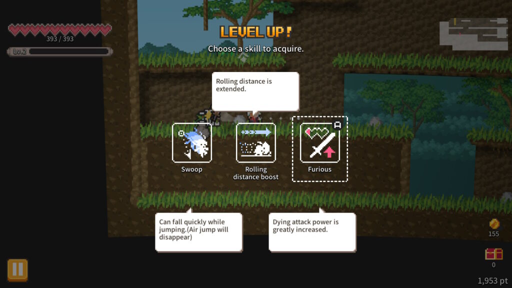 Level up rewards screen