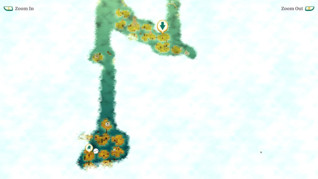 A fogged area surrounds an island map