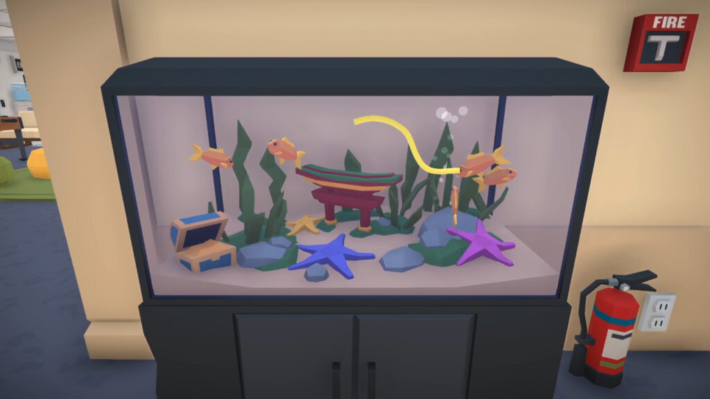 Freddy Spaghetti swimming in a cartoony fish tank with several goldfish.
Freddy Spaghetti 2 PS5 Review for Rapid Reviews UK