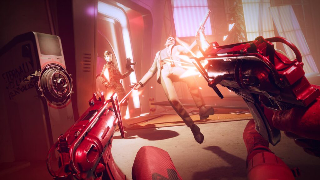 A SMG gun is firing at someone