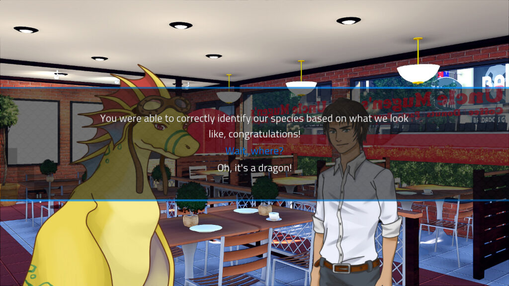 This meeting at a diner, shows a conversation taking place and you are given the choice as to how you will respond.