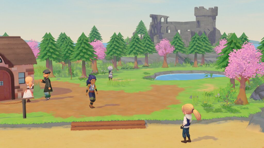 In Twilight Isle, featuring a forest by the shore with a castle in the background.