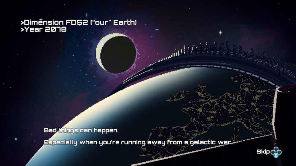 Dark planet over a bridge and other planets.