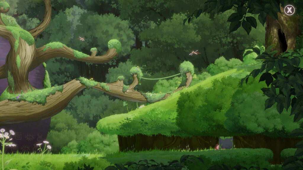 Fairy moving a box underneath a hill