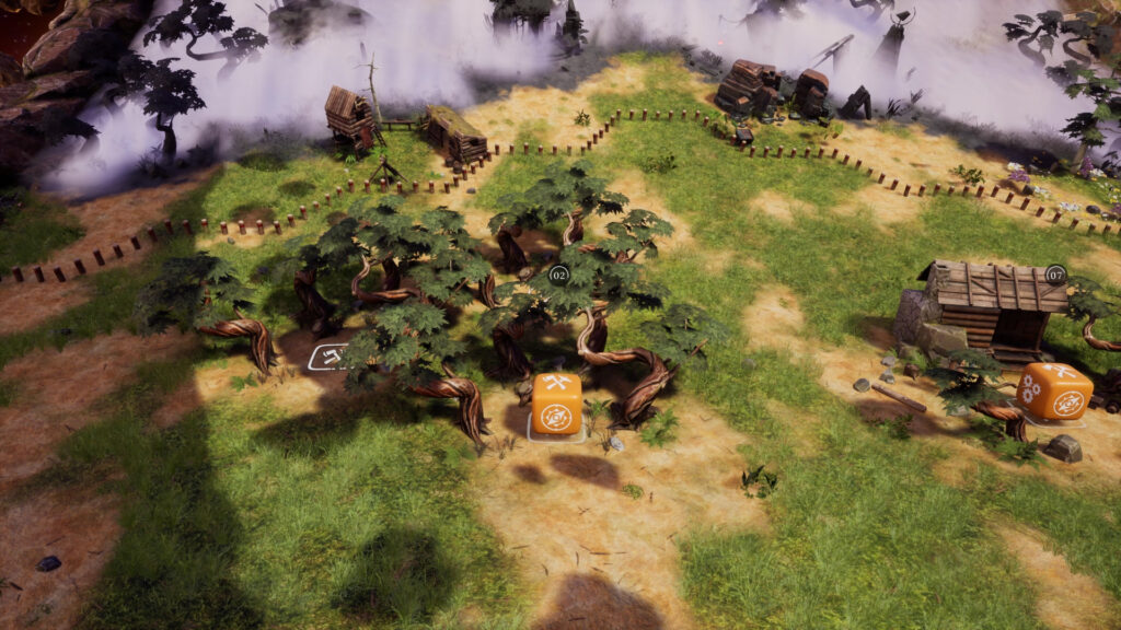 A die surrounded by trees
