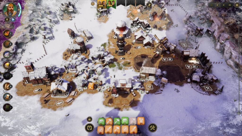 A settlement surrounded in snow