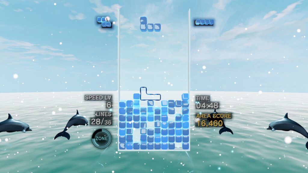 Dolphins 'swim' by the player in this level.