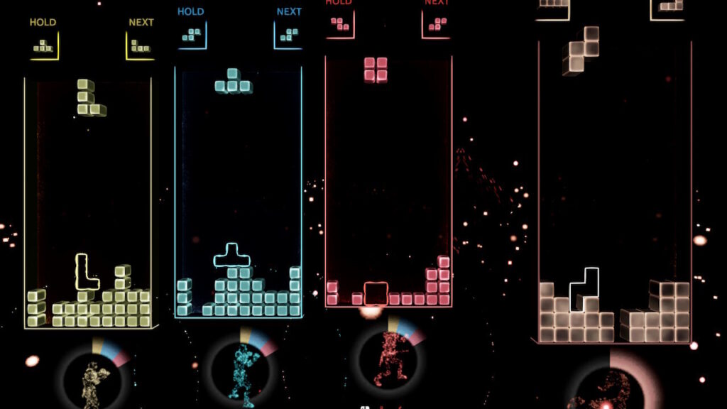 Three players join in a game of wifi battling called Connected mode against the CPU.
