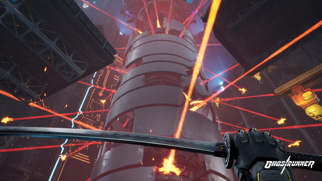The game's first boss encounter is a gigantic pillar in the center of a room riddled with hazardous lasers.