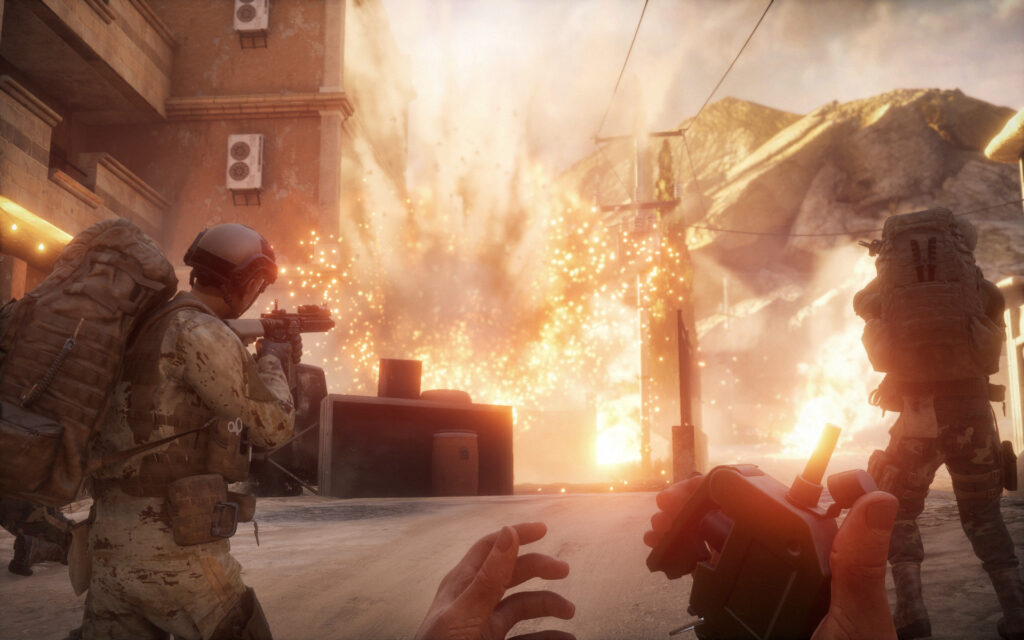 Insurgency Sandstorm Xbox Series X Review - Explosion whilst three chracters watch