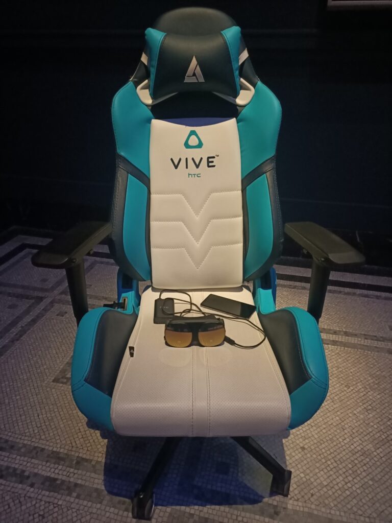 A HTC Vive chair with the Vive Flow